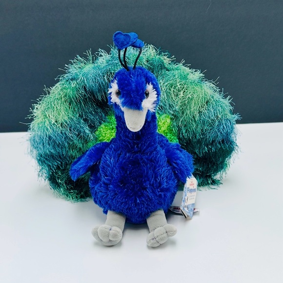 Flopsies Perry the Peacock Bird Aurora 8" Blue Green Plush Stuffed Animal w/ Tag - Picture 1 of 11